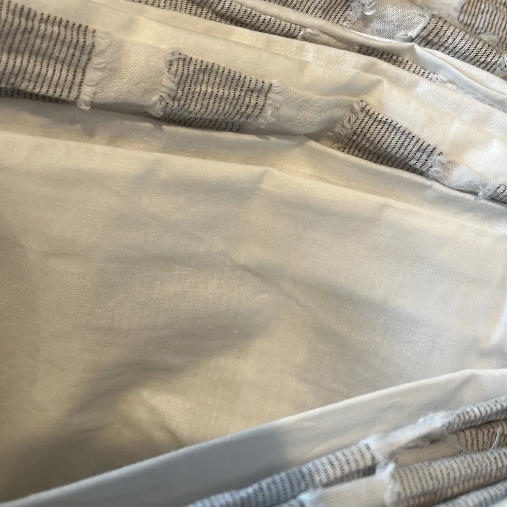 🆕 Moss & Willow 3-PC Textured Neutral Stripes Woven Cotton Duvet Cover Set F/Q